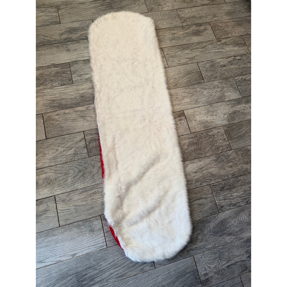 Faux Fur Stole Scarf White Red Satin Lining Holiday Winter Formal Wedding Prom